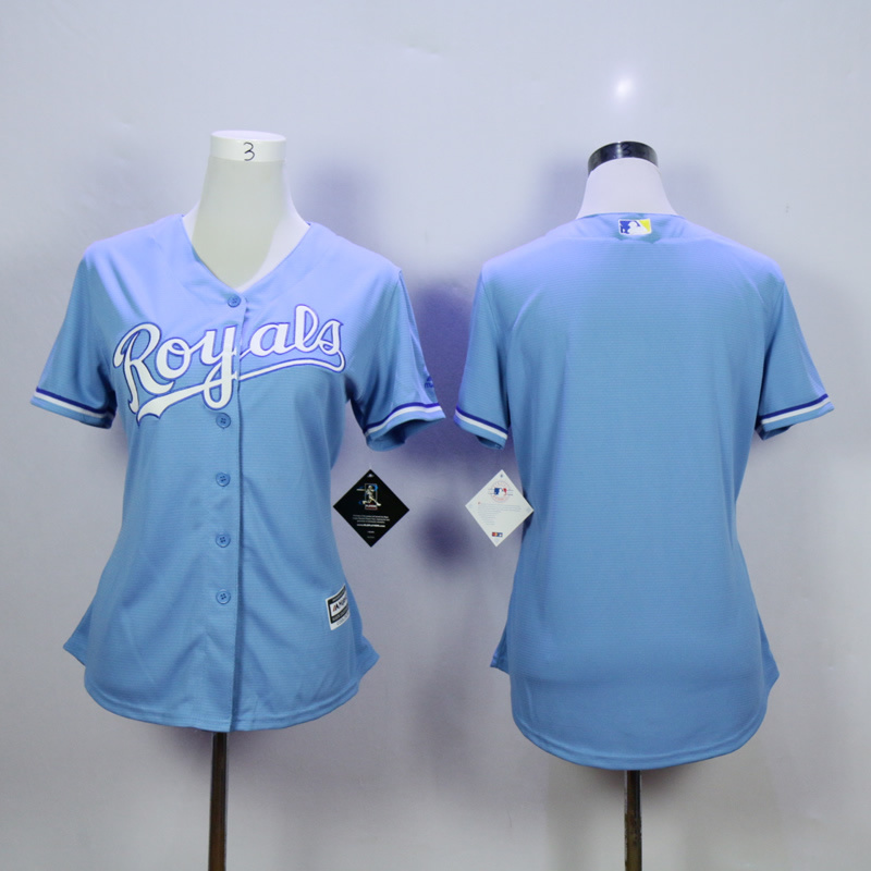 Women Kansas City Royals Blank Light Blue MLB Jerseys->women mlb jersey->Women Jersey